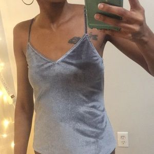 V cut Suede Spaghetti strap T